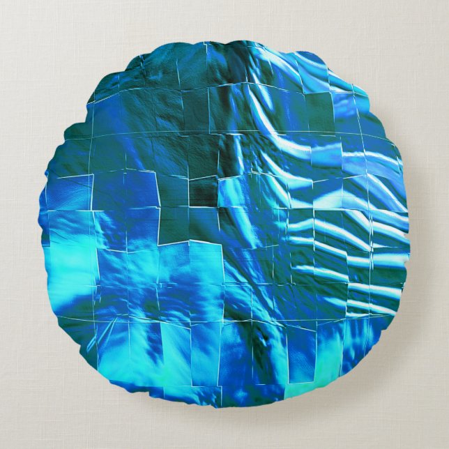 Abstrakte metallische Textur des Himmelsmosaiks Rundes Kissen (Vorderseite)