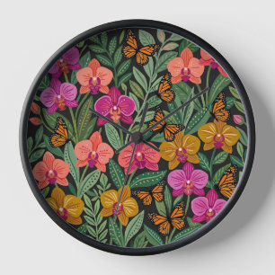 Abstrakte Mexikanische Orchideen Schmetterlinge Ku Uhr