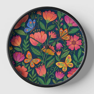 Abstrakte mexikanische Volks-Schmetterlings-Kunst- Uhr