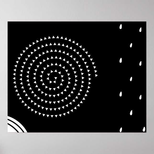 Abstrakte Minimal White Spiral, Raindrops, Kreise Poster (Vorne)