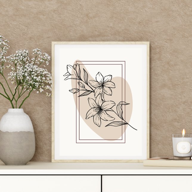 Abstrakte Minimale Boho Style Design Blumenmuster- Poster (Von Creator hochgeladen)