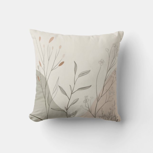 Abstrakte minimale botanische Linienkunst Kissen (Vorderseite)