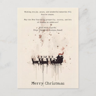 Abstrakte minimale Wasserfarbe-Tinte-Santa-Weihnac Feiertagspostkarte