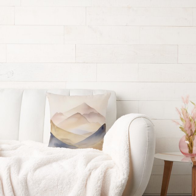 Abstrakte, minimalistisch-beige Gebirge Kissen (Liege)