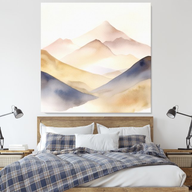 Abstrakte, minimalistisch-beige Gebirge Leinwanddruck (Insitu (Schlafzimmer))