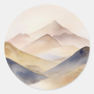 Abstrakte, minimalistisch-beige Gebirge Runder Aufkleber