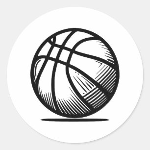 Abstrakte Minimalistische Basketball-Silhouette Runder Aufkleber