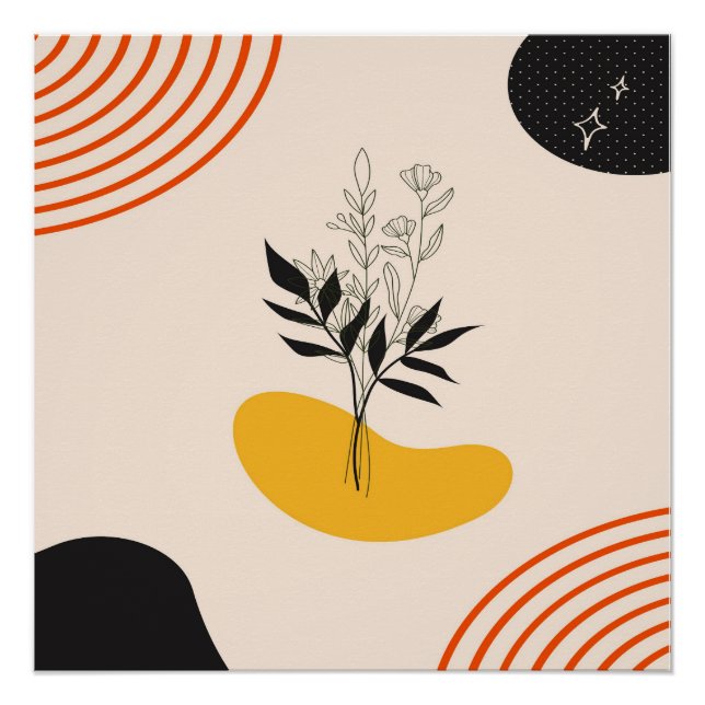 Abstrakte Minimalistische Blätter Poster (Vorderseite)