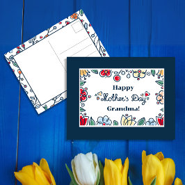 Abstrakte Minimalistische Blume Blaue Muttertag Feiertagspostkarte