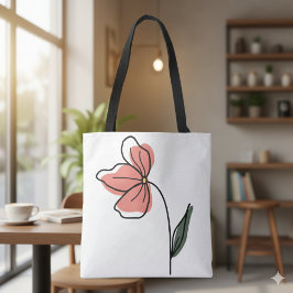 Abstrakte Minimalistische Blume Totbeutel