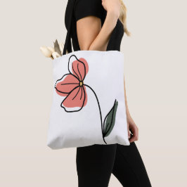 Abstrakte Minimalistische Blume Totbeutel