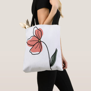 Abstrakte Minimalistische Blume Totbeutel