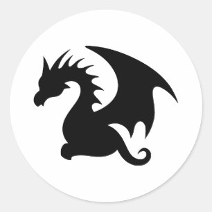 Abstrakte Minimalistische DrachenSilhouette Runder Aufkleber