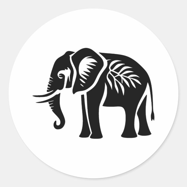 Abstrakte Minimalistische Elefant-Silhouette Runder Aufkleber (Vorderseite)
