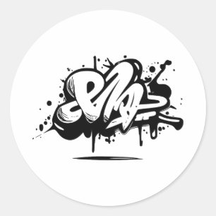 Abstrakte Minimalistische Graffiti-Silhouette Runder Aufkleber