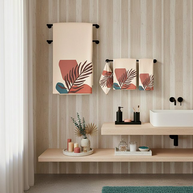 Abstrakte, minimalistische Kunst aus Palmenblätter Badhandtuch Set (Von Creator hochgeladen)