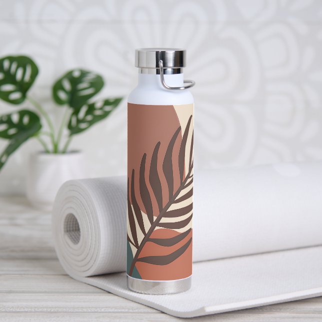 Abstrakte, minimalistische Kunst aus Palmenblätter Trinkflasche (Yoga)