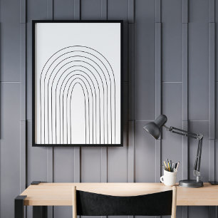 Abstrakte Minimalistische Rainbow Schwarz-weiß Lin Poster
