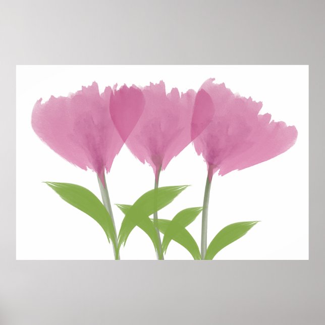 Abstrakte Minimalistische Wasserfarbe Peony Bouque Poster (Vorne)