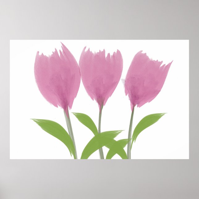 Abstrakte minimalistische Wasserfarben Blume Poster (Vorne)