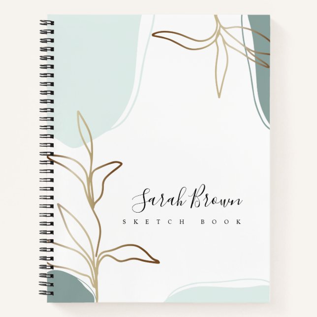 Abstrakte Minze und Moss Green Sketchbook Notizbuch (Vorderseite)