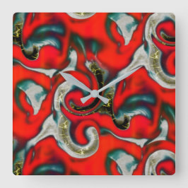 Abstrakte Mischung aus rotem Farbverlauf und grobg Quadratische Wanduhr