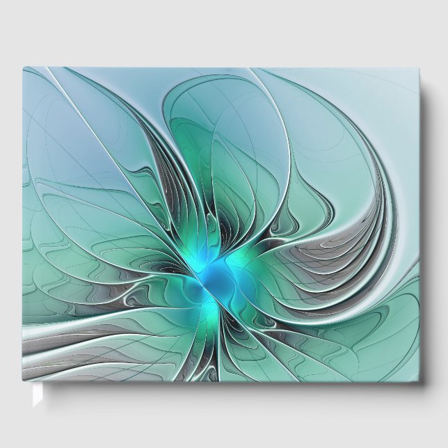 Abstrakte mit Blau, moderne fraktale Kunst Gästebuch (Vorderseite)