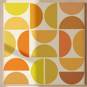 Abstrakte mittelmodernistische Kreise orange gelb  Fliese