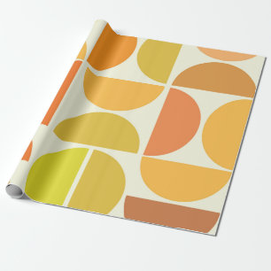 Abstrakte mittelmodernistische Kreise orange gelb Geschenkpapier
