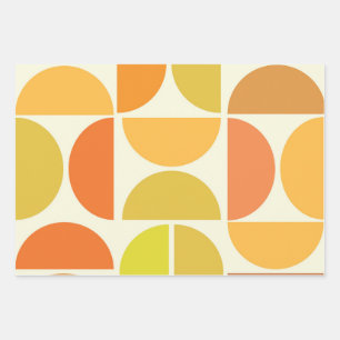 Abstrakte mittelmodernistische Kreise orange gelb  Geschenkpapier Set