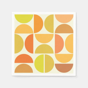 Abstrakte mittelmodernistische Kreise orange gelb  Serviette