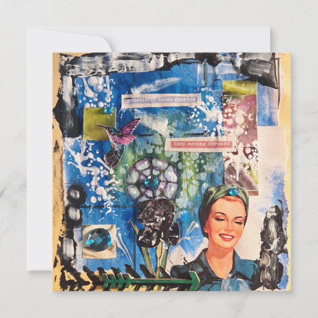 Abstrakte Mixed-Media-Collage Mitteilungskarte (Vorderseite)