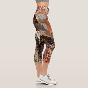 Abstrakte Mixed Media Earthy Autumnal Colors Capri Leggings