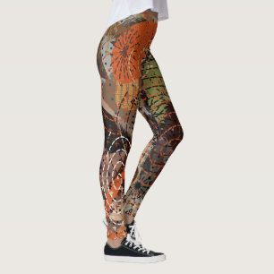Abstrakte Mixed Media Earthy Autumnal Colors Leggings