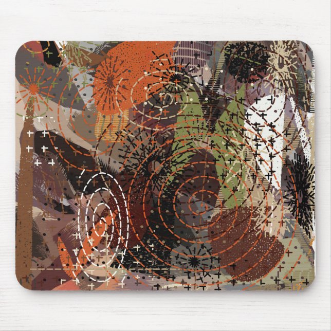 Abstrakte Mixed Media Earthy Autumnal Colors Mousepad (Vorne)
