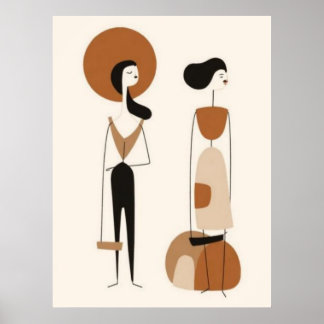 Abstrakte Modefiguren Wandkunst | Minimalistisch Poster