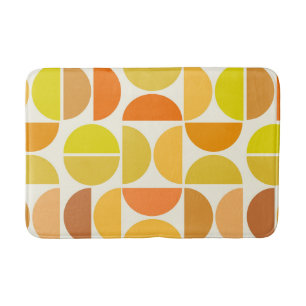 Abstrakte modern Mid-Century-Kreise Orange Gelb  Badematte