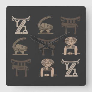 Abstrakte moderne afrikanische Symbolskunst Quadratische Wanduhr