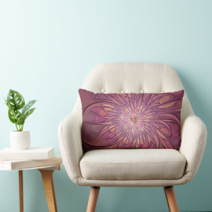Abstrakte moderne Blumen-Fraktal-Kunst Beerentöne Lendenkissen