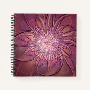 Abstrakte moderne Blumen-Fraktal-Kunst Beerentöne Notizbuch