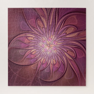 Abstrakte moderne Blumen-Fraktal-Kunst Beerentöne Puzzle