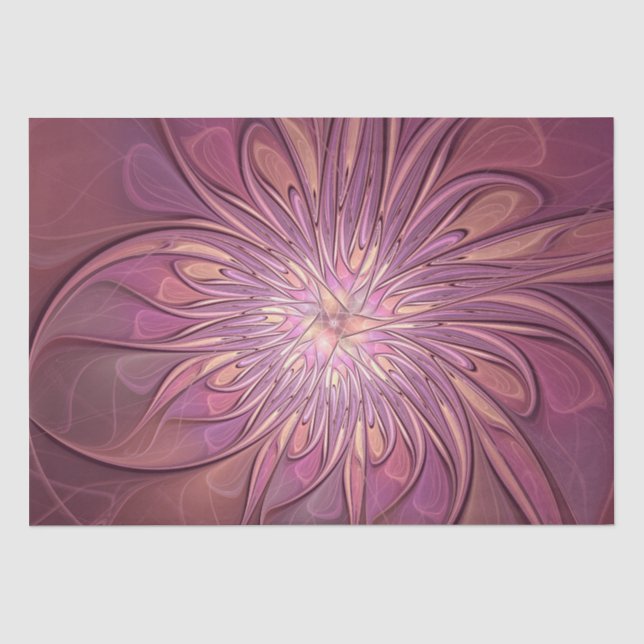 Abstrakte moderne Blumen-Fraktal-Kunst Beerentöne Seidenpapier (Vorderseite)