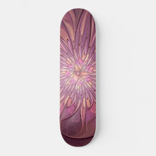 Abstrakte moderne Blumen-Fraktal-Kunst Beerentöne Skateboard