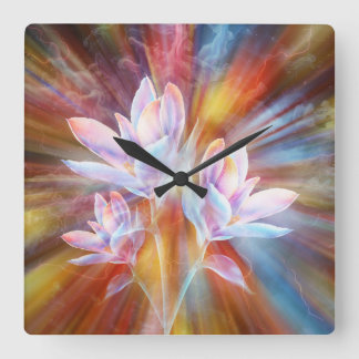 Abstrakte moderne Blumen Kunstwerk Quadratische Wanduhr