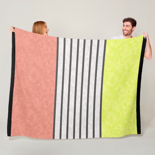 Abstrakte, moderne Farben Korallenrot, grüne Weiß Fleecedecke (Beispiel)
