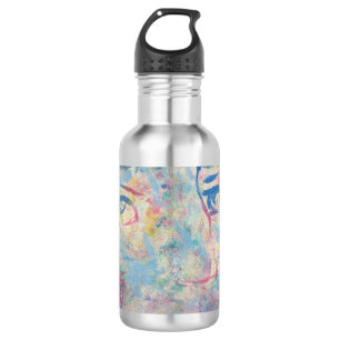 Abstrakte moderne, farbenfrohe "Extravagante" Wass Edelstahlflasche