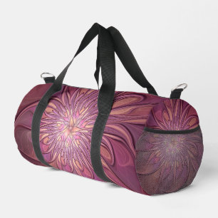 Abstrakte moderne florale fraktale Kunst Beerentön Duffle Bag