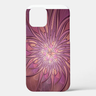 Abstrakte moderne florale fraktale Kunst Beerentön iPhone 12 Hülle