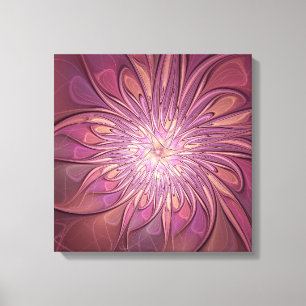 Abstrakte moderne florale fraktale Kunst Beerentön Leinwanddruck