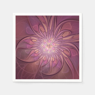 Abstrakte moderne florale fraktale Kunst Beerentön Serviette